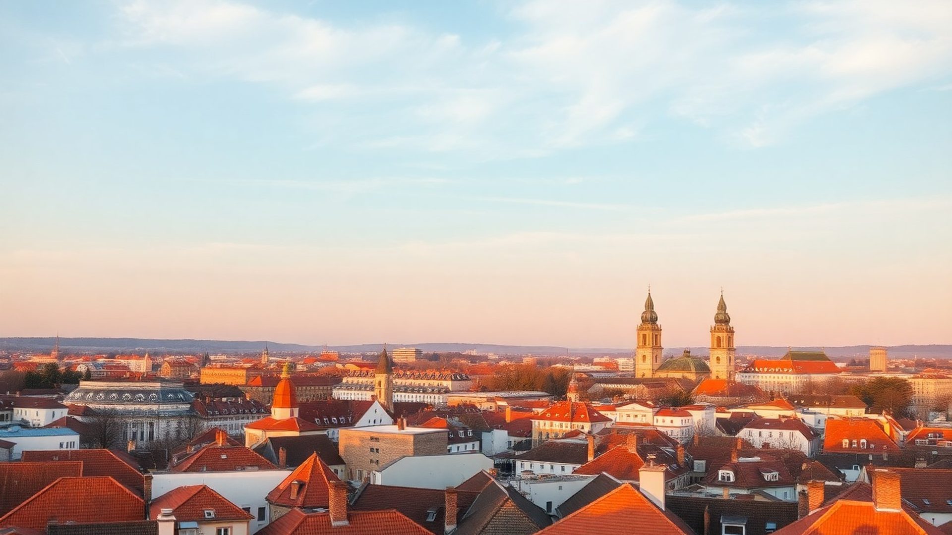 Panoramă a orașului Cluj-Napoca în lumina serii